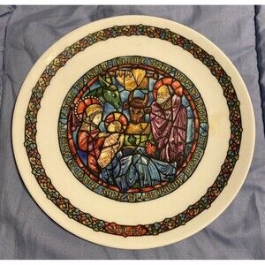 D'Arceau Limoges Nativity Noel Vitrail Plate Christmas #2 Dans La Creche 8.5"